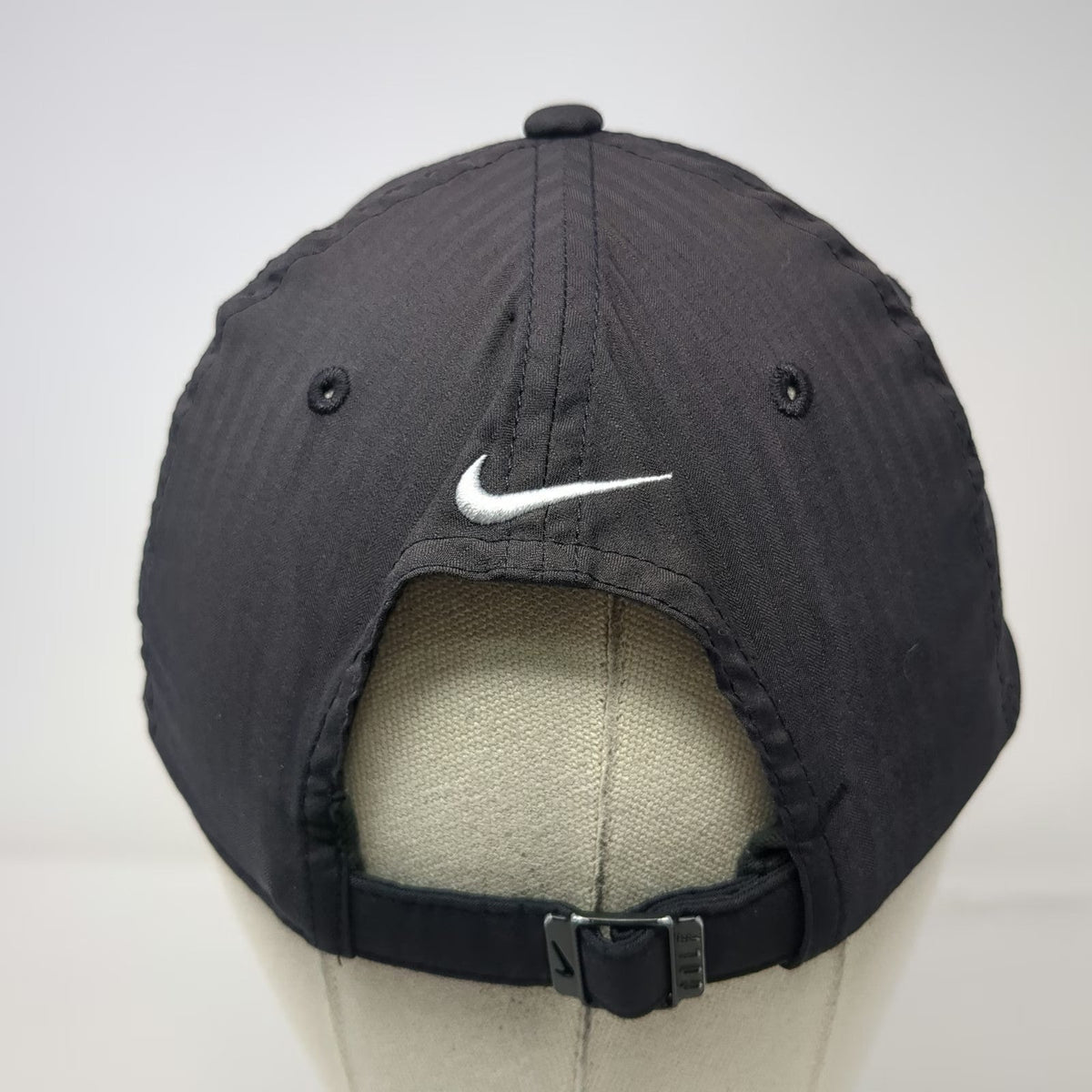 Nike Baseball Cap Black One Size Dri-FIT Legacy91 Swoosh Textured Pinstripe Hat