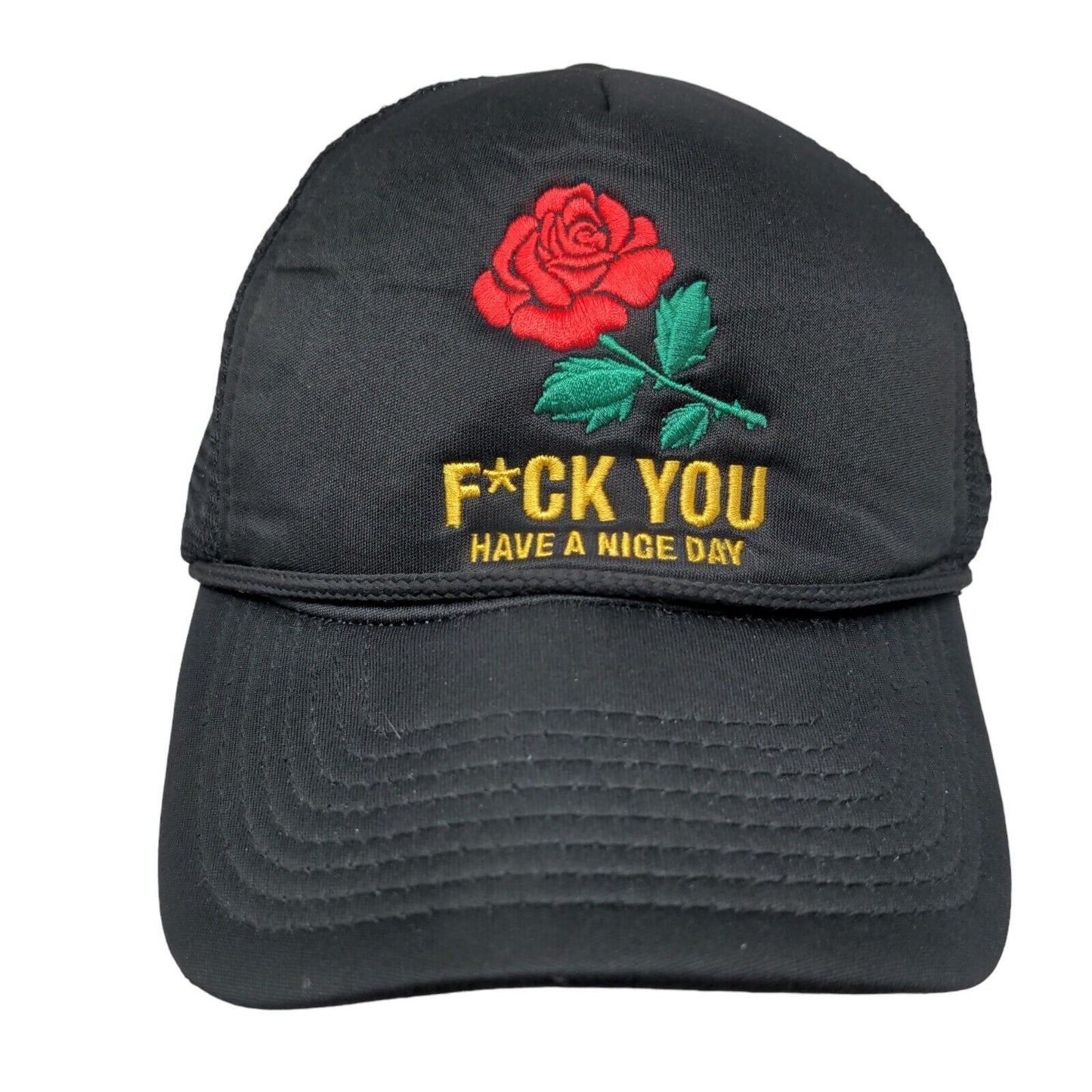 F*ck You Have A Nice Day Snapback Mesh Back Rope Trucker Hat Black One Size