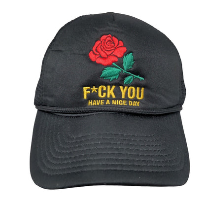 F*ck You Have A Nice Day Snapback Mesh Back Rope Trucker Hat Black One Size