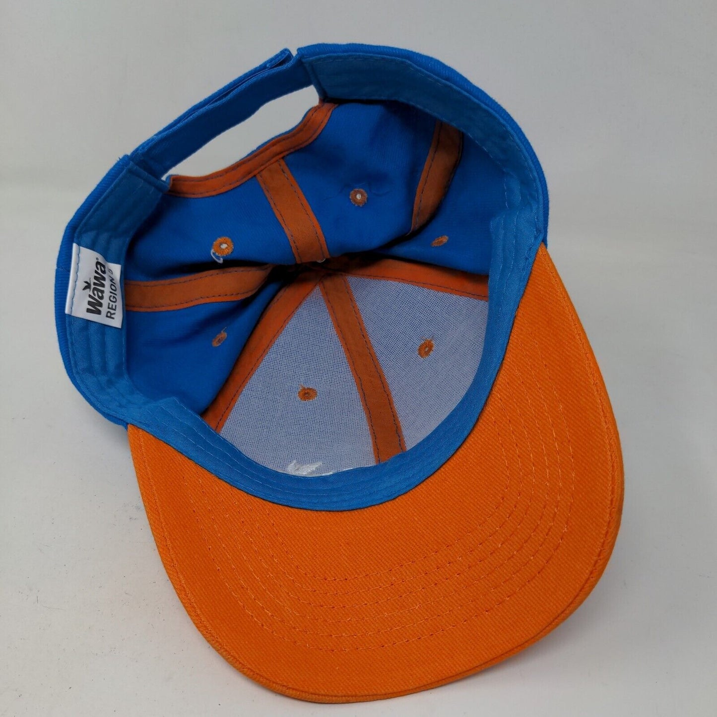 WaWa Men's Strapback Hat Blue Orange size OSFM Embroidered Logo 100% Cotton