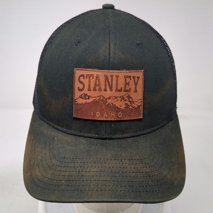 Fahrenheit Black Trucker Hat One Size Stanley Idaho Mountain Patch Mesh Snapback