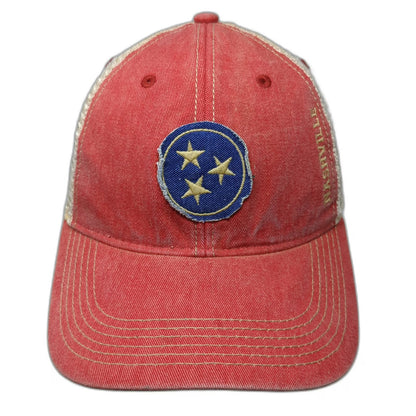 Legacy Trucker Hat Red One Size Nashville Tennessee State Stars Mesh Snapback