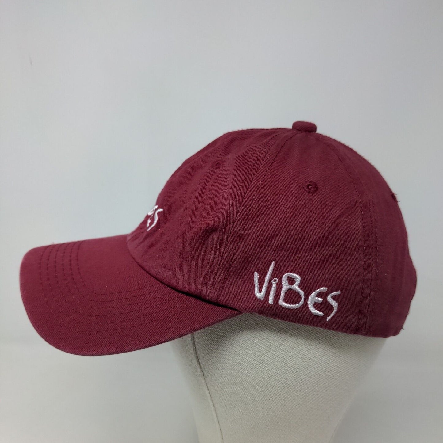 Unbranded Men's Slideback Hat Red Adjustable Embroidered Vibes Logo Cotton