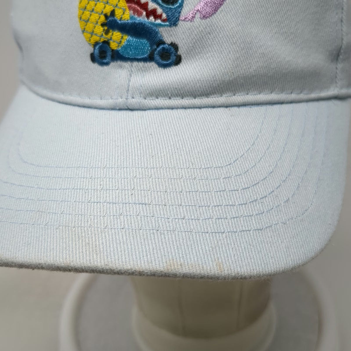 Disney Snapback Blue Hat OSFM Stitch Pineapple Embroidered Graphic Cotton Cap