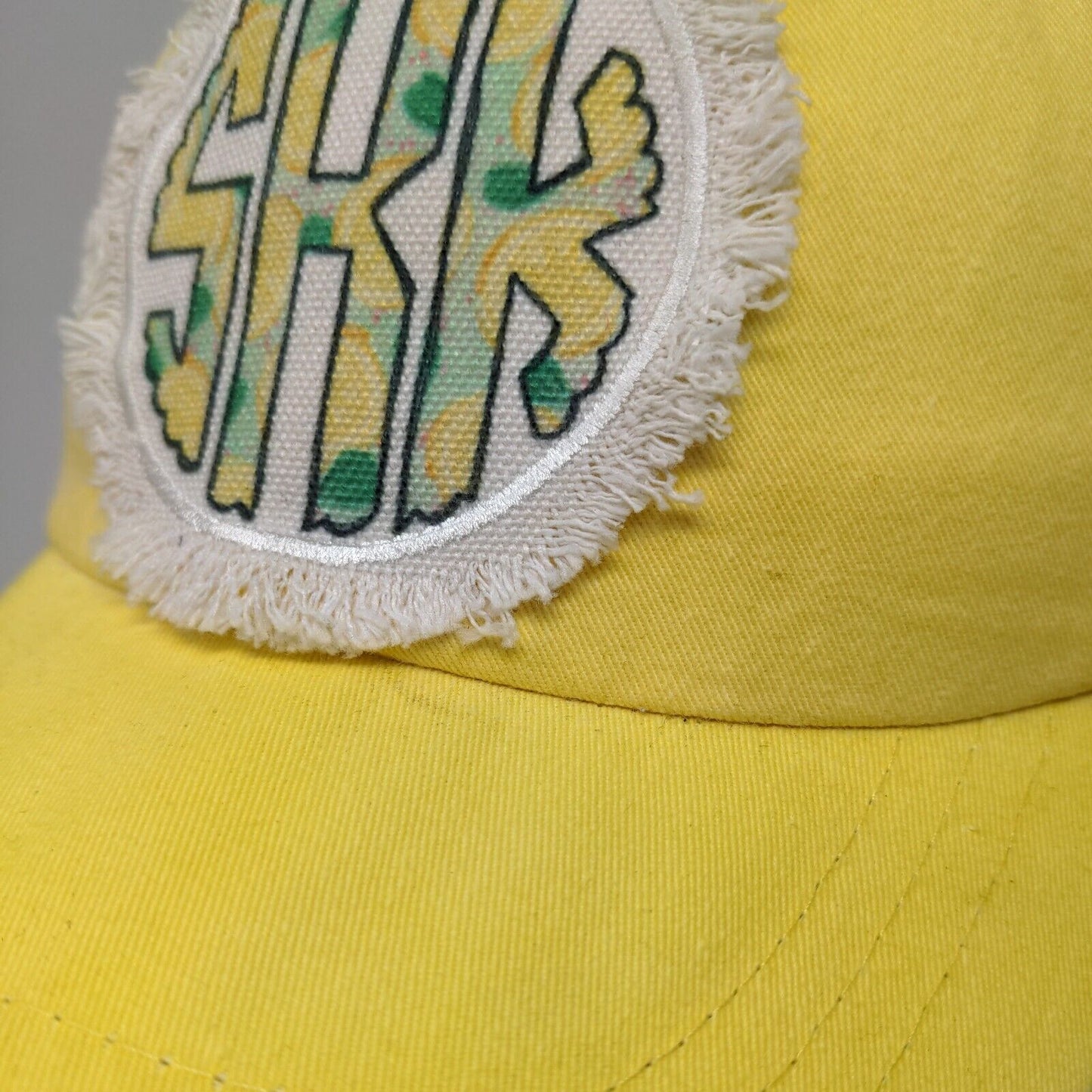 SRK Patch Slideback Hat Yellow One Size Adjustable Leather Strap Adams