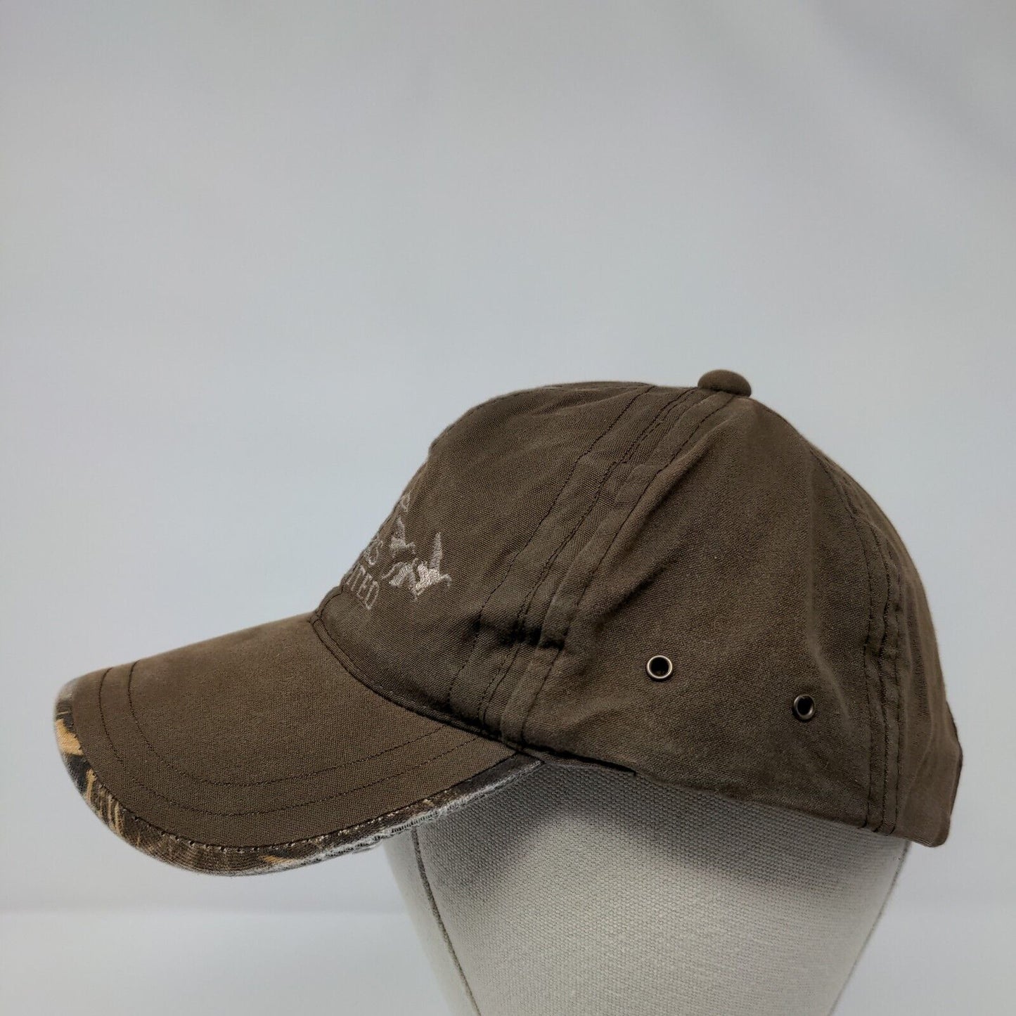 Ducks Unlimited DU Leader Slideback Hat Brown OSFM Camo Trim Outdoor Cap