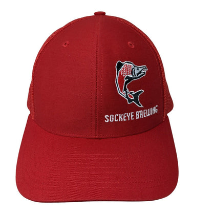 Sockeye Brewing Snapback Trucker Hat Red OS Adjustable Mesh Back Richardson