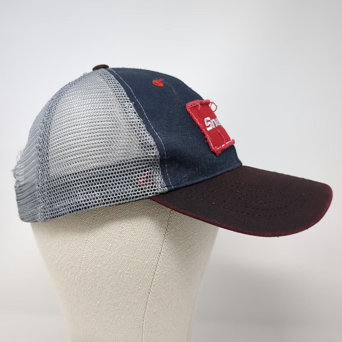 Snap-on Baseball Cap Blue Gray Red One Size Mesh Back Strapback Hat