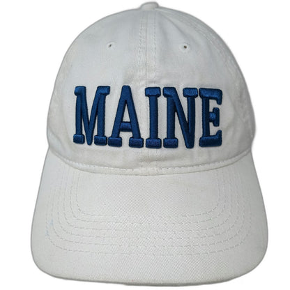 ESY Baseball Cap White Blue One Size Maine Embroidered Strapback Cotton Hat