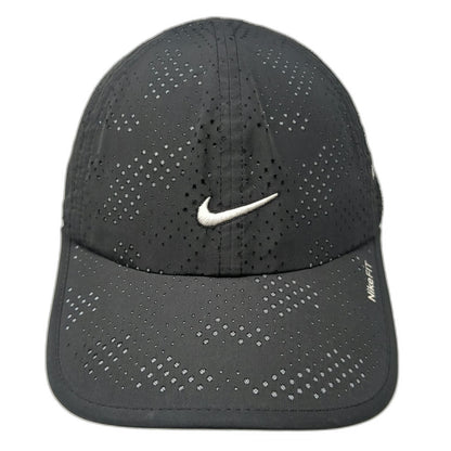 Nike Baseball Cap Gray OSFM Perforated Bob Firman Running Swoosh Strapback Hat
