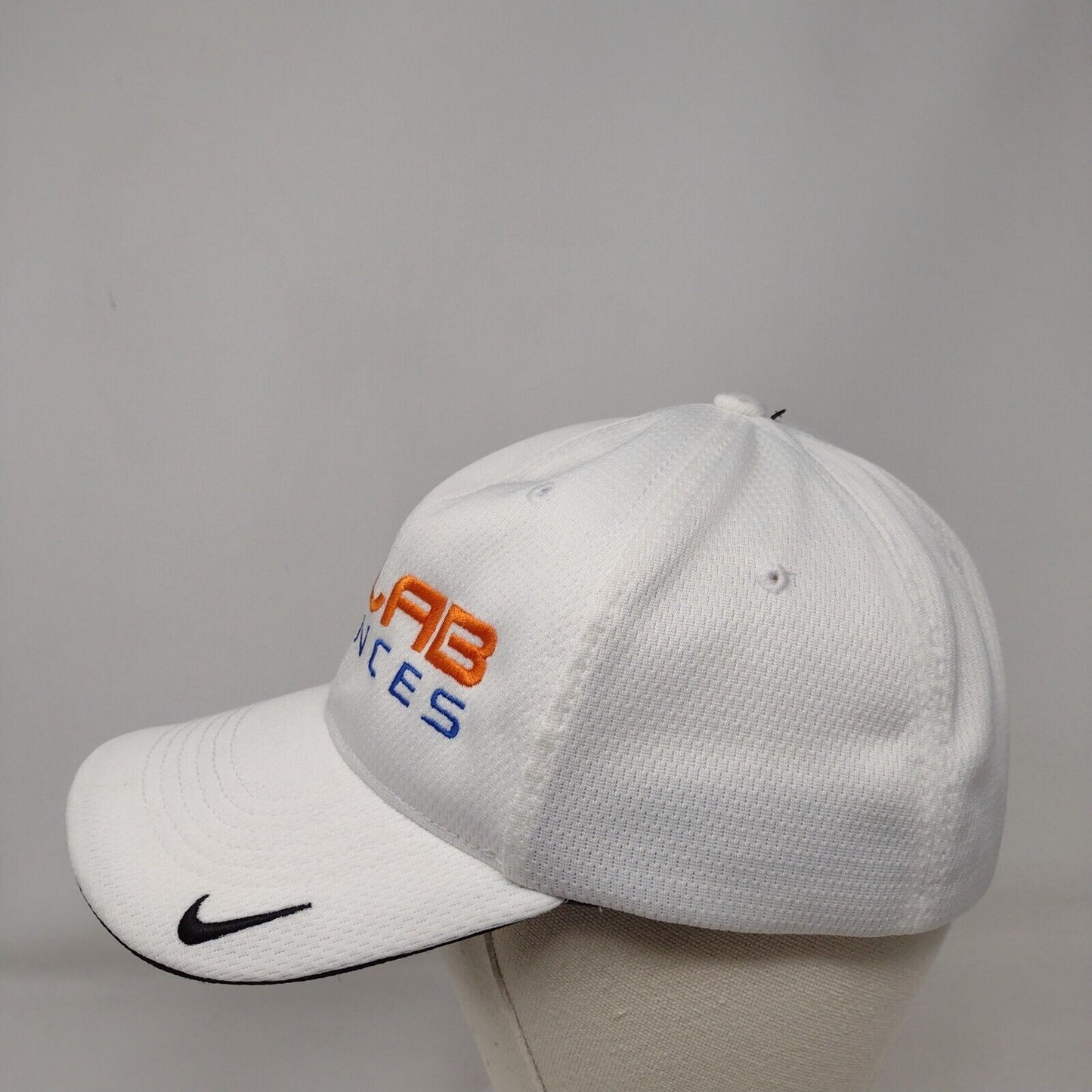 Biolab Sciences Fitted Hat White L/XL Swoosh Logo Legacy91 Drifit Nike Polyester