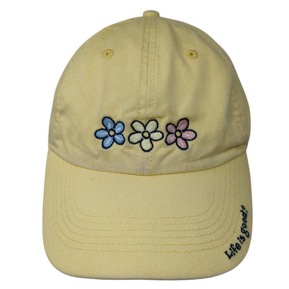 Life is Good Slideback Hat Yellow One Size Adjustable Floral 6 Panel Cotton