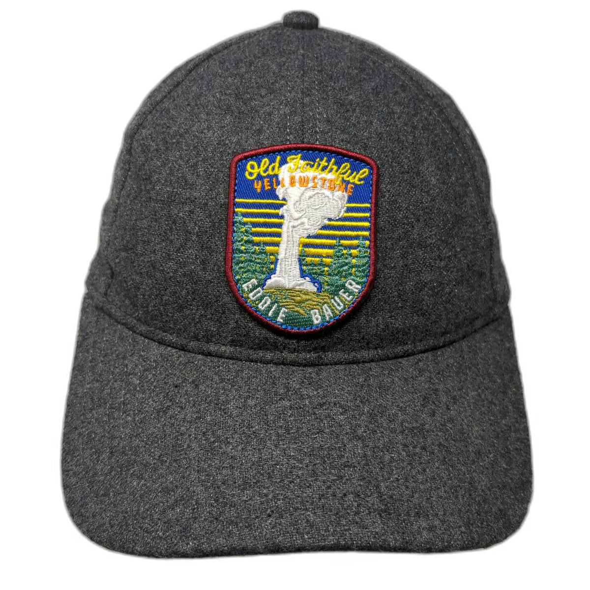 Eddie Bauer Baseball Cap Gray One Size Yellowstone Old Faithful Wool Hat