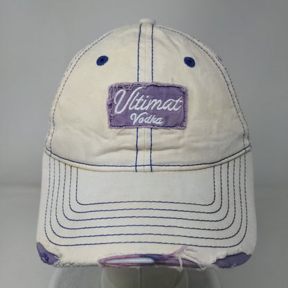 Ultimat Vodka Slideback Hat White OSFM Adjustable Embroidered Distressed 6 Panel