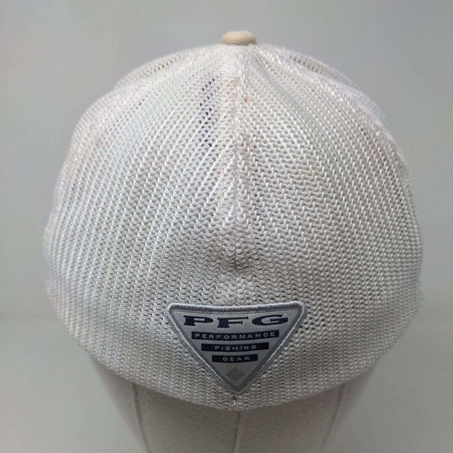 Columbia Men's Fitted Hat Tan Mesh Back 3D Logo Fishing Distressed