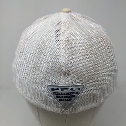 Columbia Men's Fitted Hat Tan Mesh Back 3D Logo Fishing Distressed