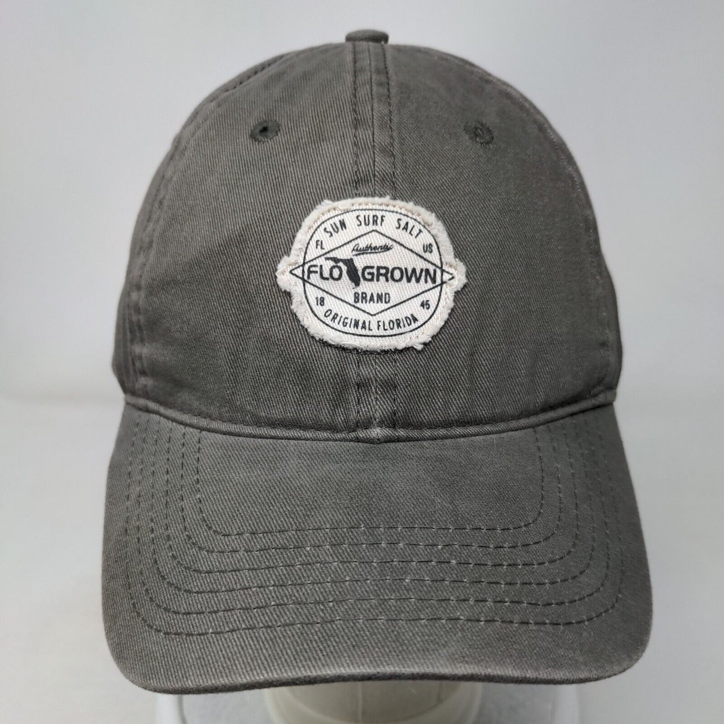 Flo Grown Sun Surf Salt Patch Slideback Hat Gray One Size Adjustable