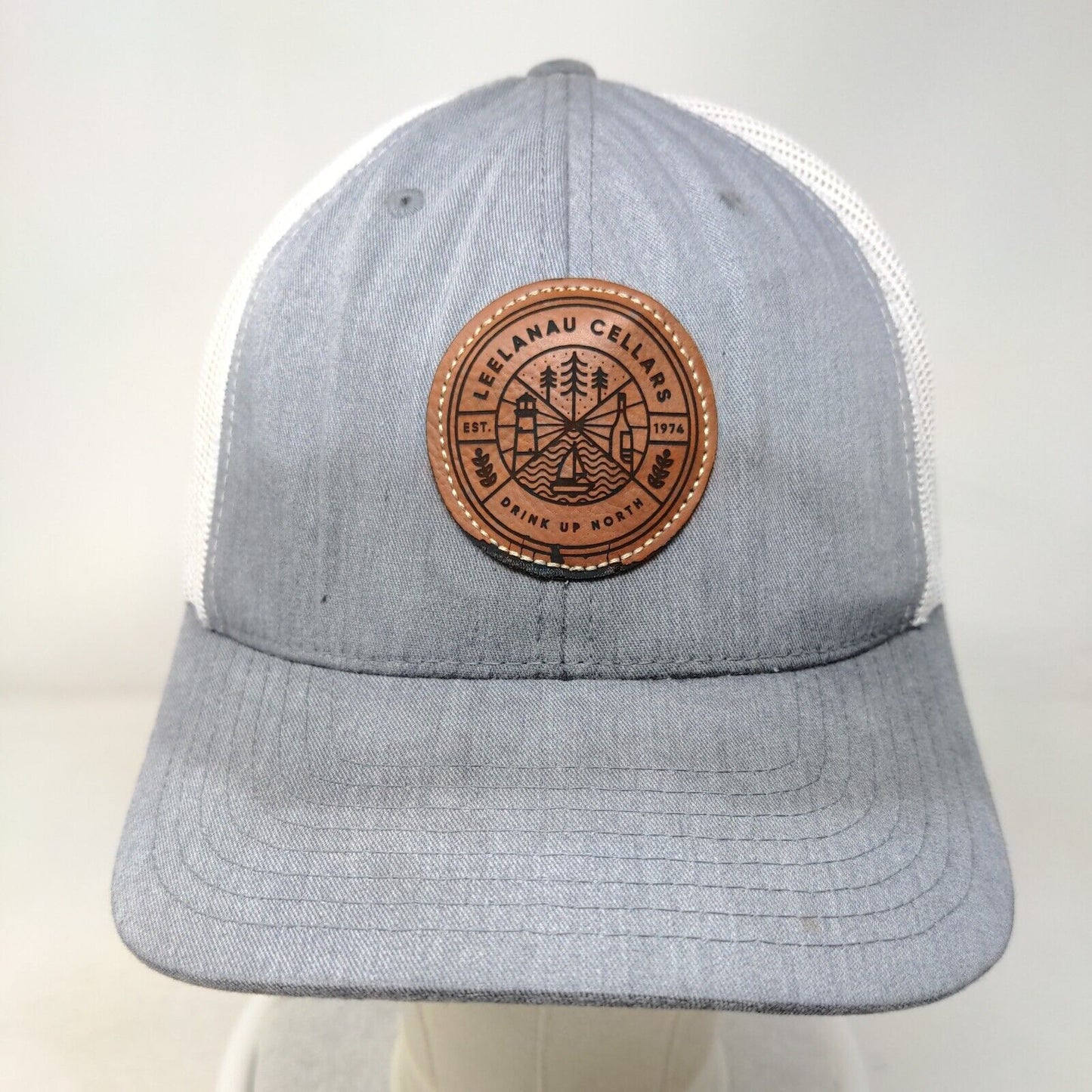 Leelanau Cellars Drink Up North Snapback Mesh Back Trucker Hat Gray One Size