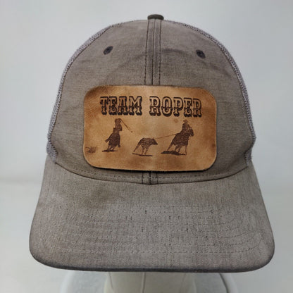 Team Roper Snapback Mesh Back Trucker Hat Multi One Size Leather Patch
