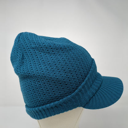 Unbranded Knit Beanie Hat Blue One Size Solid Stretch Blank Outdoor