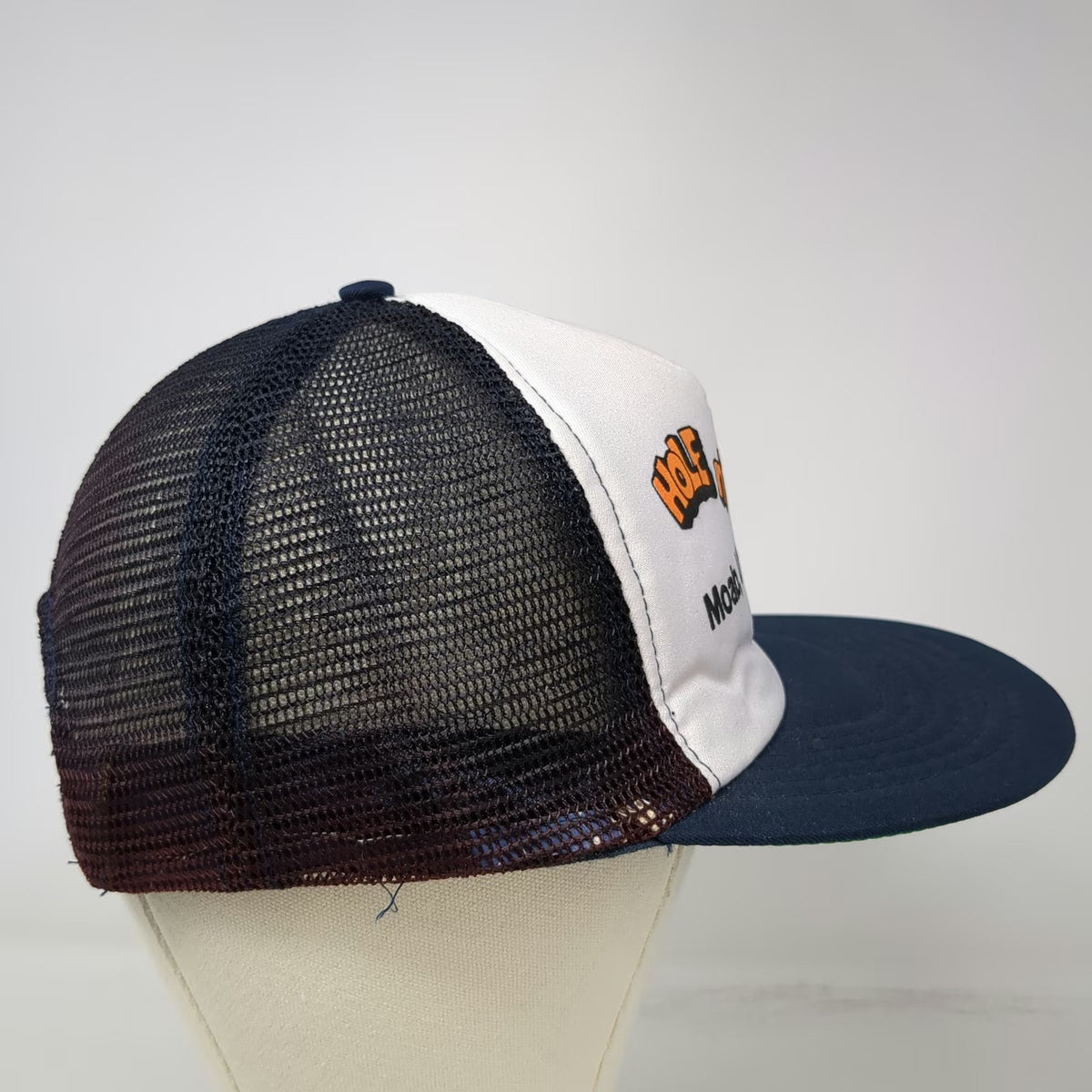 Trucker Hat Blue White L Moab Utah Hole n The Rock Snapback Mesh Back Foam Front
