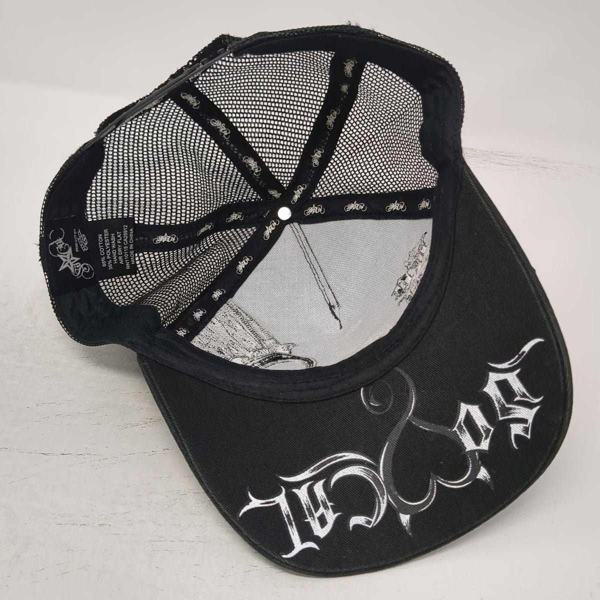 So Cal No Fear Trucker Hat Black Winged Heart Embroidered Gothic Vintage