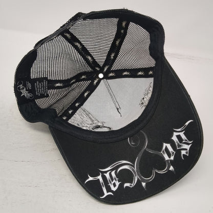 So Cal No Fear Trucker Hat Black Winged Heart Embroidered Gothic Vintage