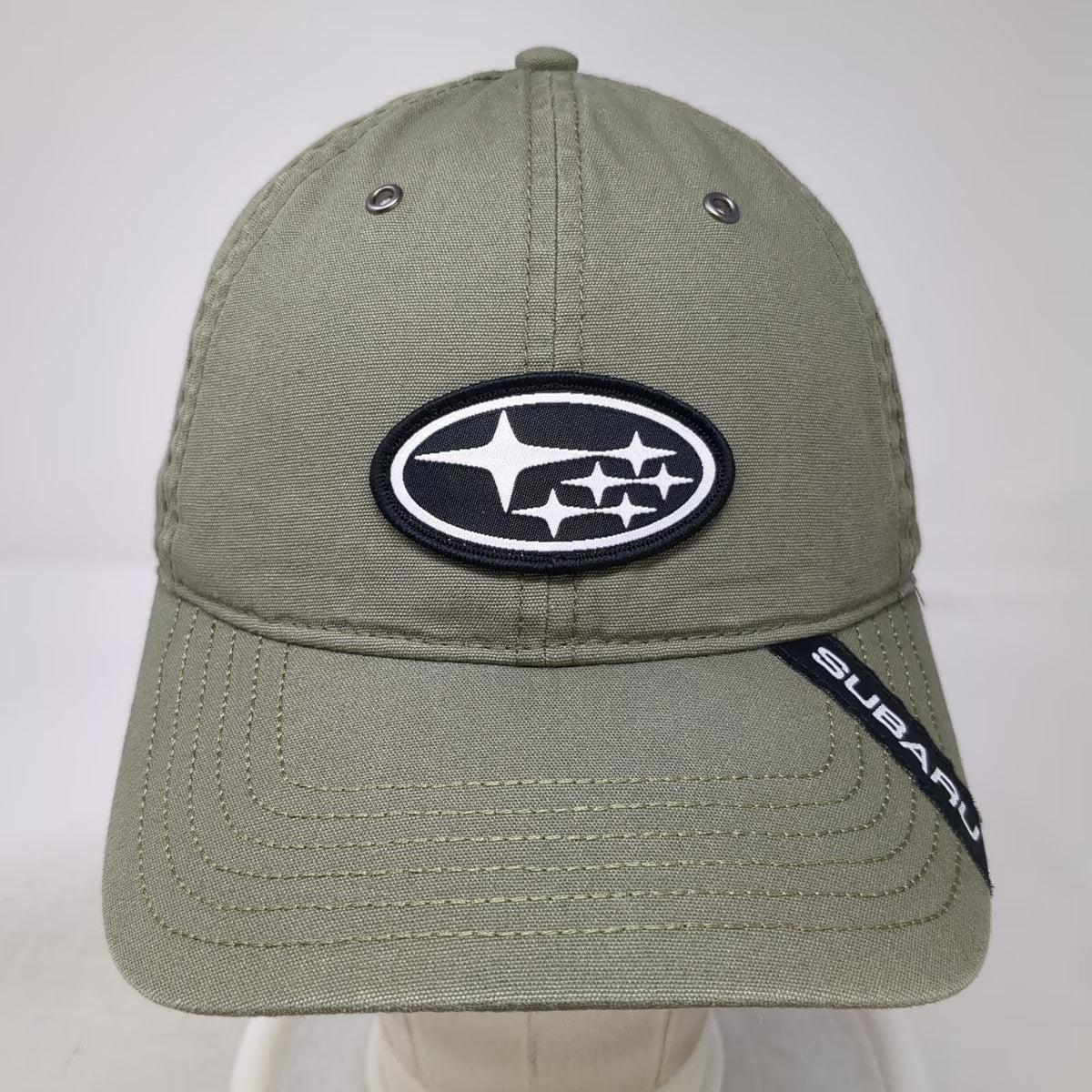 Subaru Snapback Hat Green One Size Logo Patch Brim Tag 6-Panel Cotton Adjustable