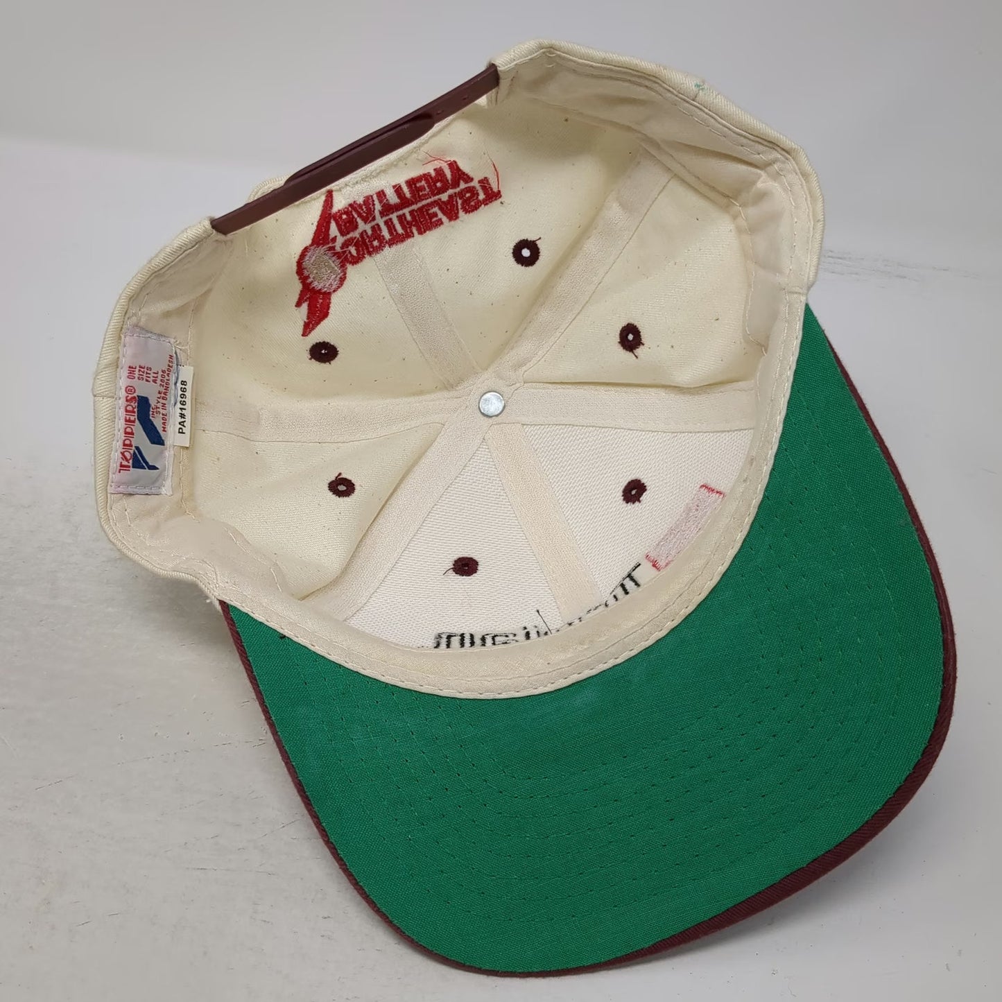 Toppers Snapback White Red One Size Trojan Battery Company Green Underbrim Hat