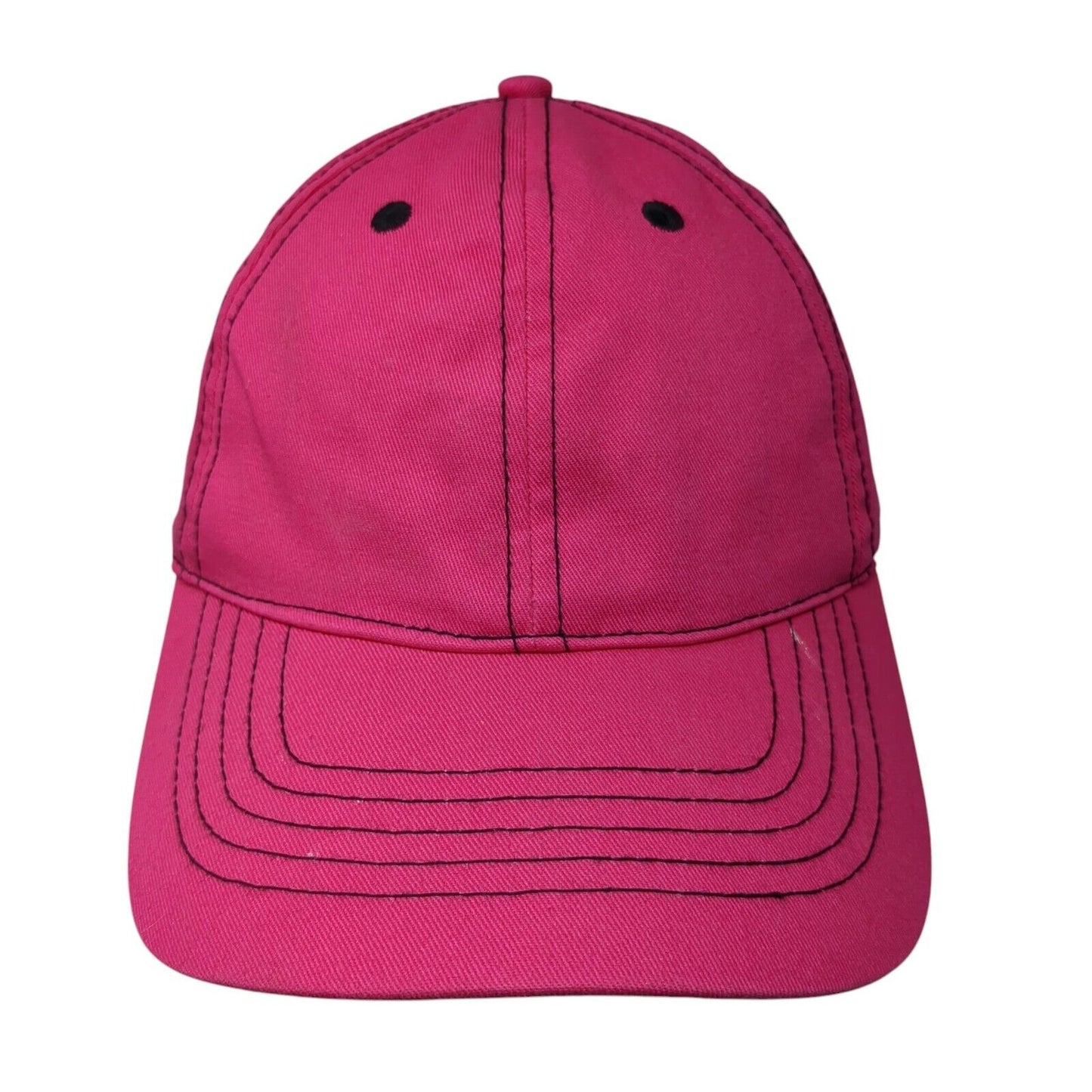 Unbranded Strapback Hat Pink One Size Adjustable Vented Holes 6 Panel Blank