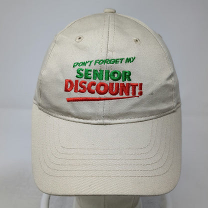 Baseball Cap Beige One Size Senior Discount Funny Slogan Humor Curved Brim Hat