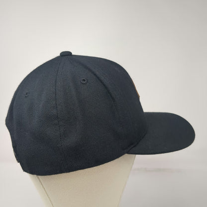 RVCA Snapback Black One Size Faux Leather Patch Acrylic Wool Flat Brim Hat