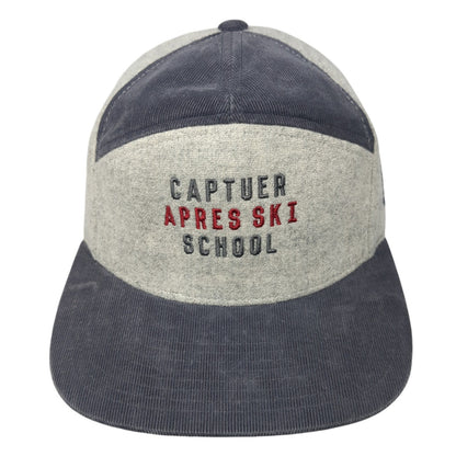 Captuer Apres Ski School 5 Panel Cap Gray One Size Adjustable Embroidered