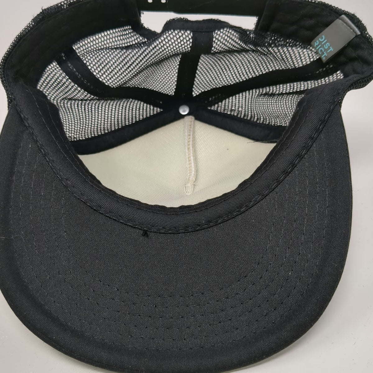 District Trucker Hat Black One Size Mesh Back The Hinge Wine Cellar Graphic
