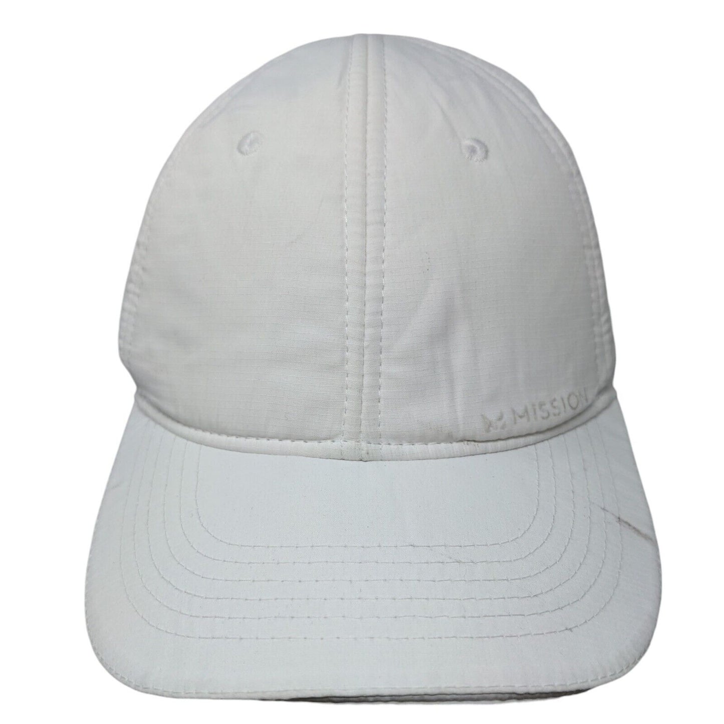 Mission Strapback Hat White One Size Adjustable Solid 6 Panel Vent Holes