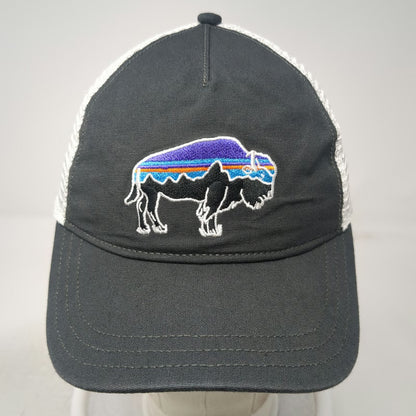 Patagonia Trucker Hat Gray White One Size Snapback Bison Buffalo Mesh Back