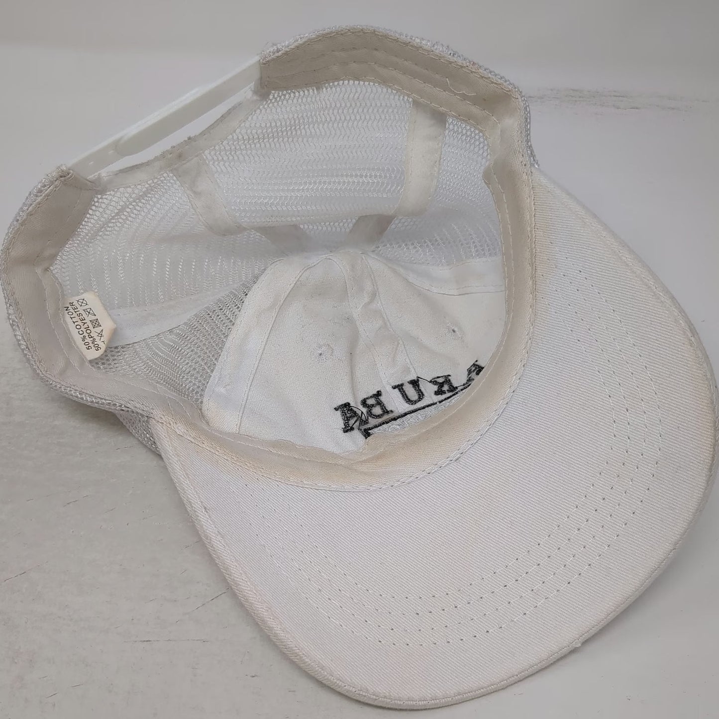 Aruba One Happy Island Est 1499 White Trucker Hat One Size Mesh Snapback Cap