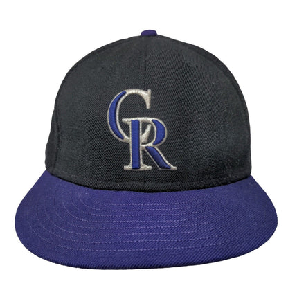 New Era Men's Fitted Hat Black 7 3/4 Embroidered Colorado Rockies World Series