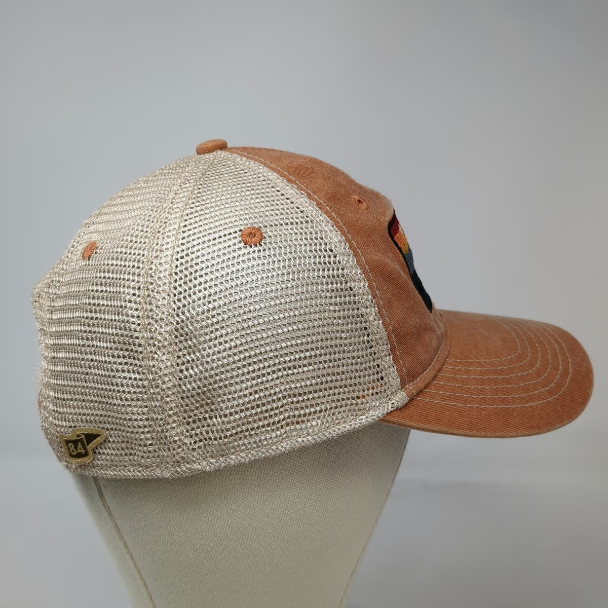 Blue 84 Trucker Hat Brown One Size Maine Sunset Mountain Patch Mesh Snapback