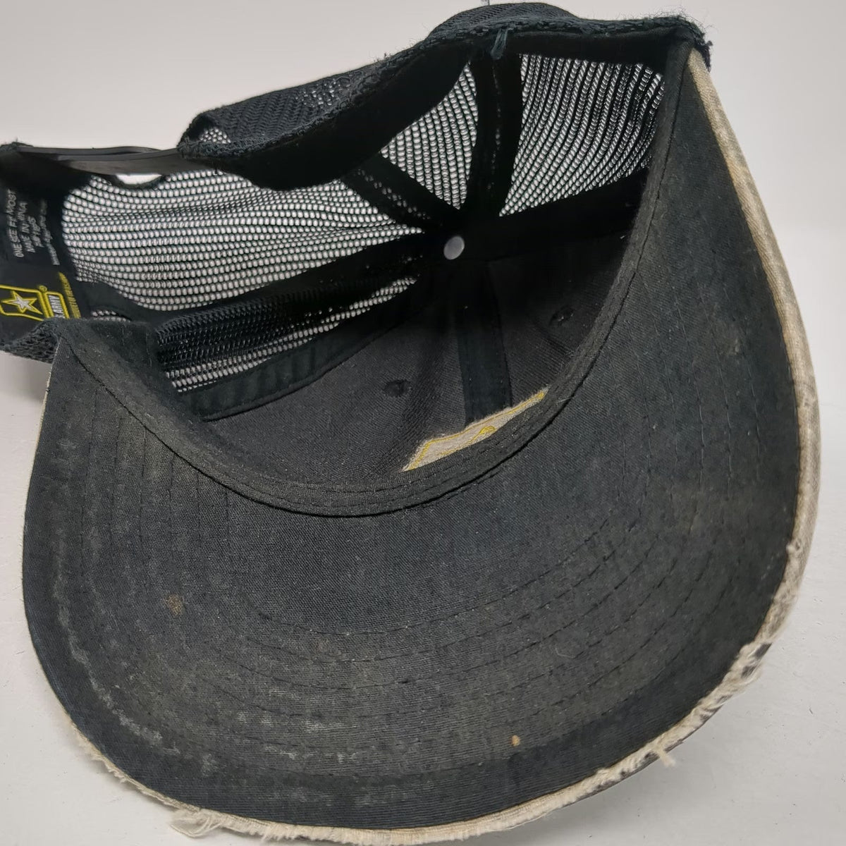 U.S. Army Trucker Hat Gray Camo One Size Distressed Snapback Mesh Star Patch