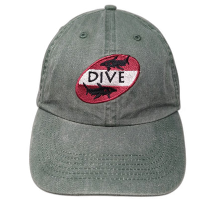 Fahrenheit Baseball Cap Green One Size Cayman Islands Scuba Dive Sharks Hat