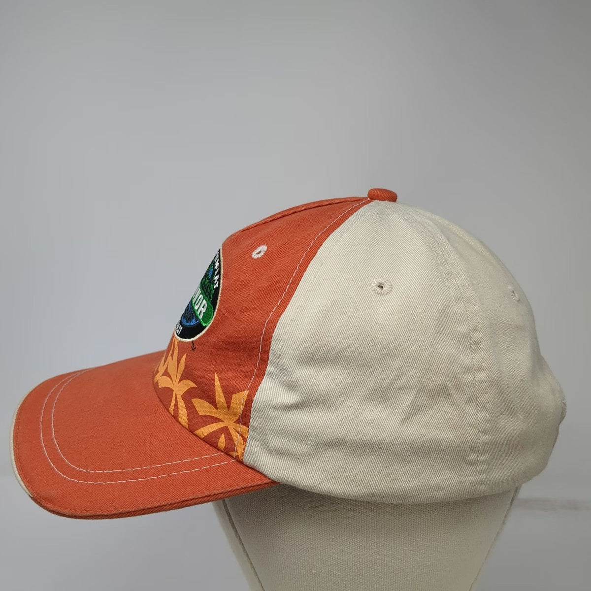 Survivor 5 Panel Orange Hat OSFM Outwit Outplay Outlast Palm Trees Adjustable