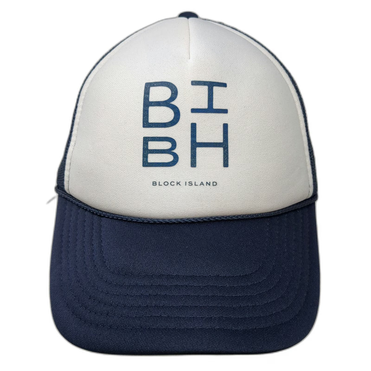 OTTO Trucker Hat Blue White One Size Block Island BIBH Mesh Snapback Foam Brim