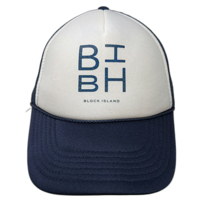 OTTO Trucker Hat Blue White One Size Block Island BIBH Mesh Snapback Foam Brim