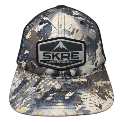SKRE Trucker Hat Gray Black Camo One Size Mountain Gear Snapback Hunting Outdoor