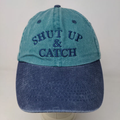 Distinctive Headwear Men's Strapback Hat Blue Shut Up & Catch Fishing Logo