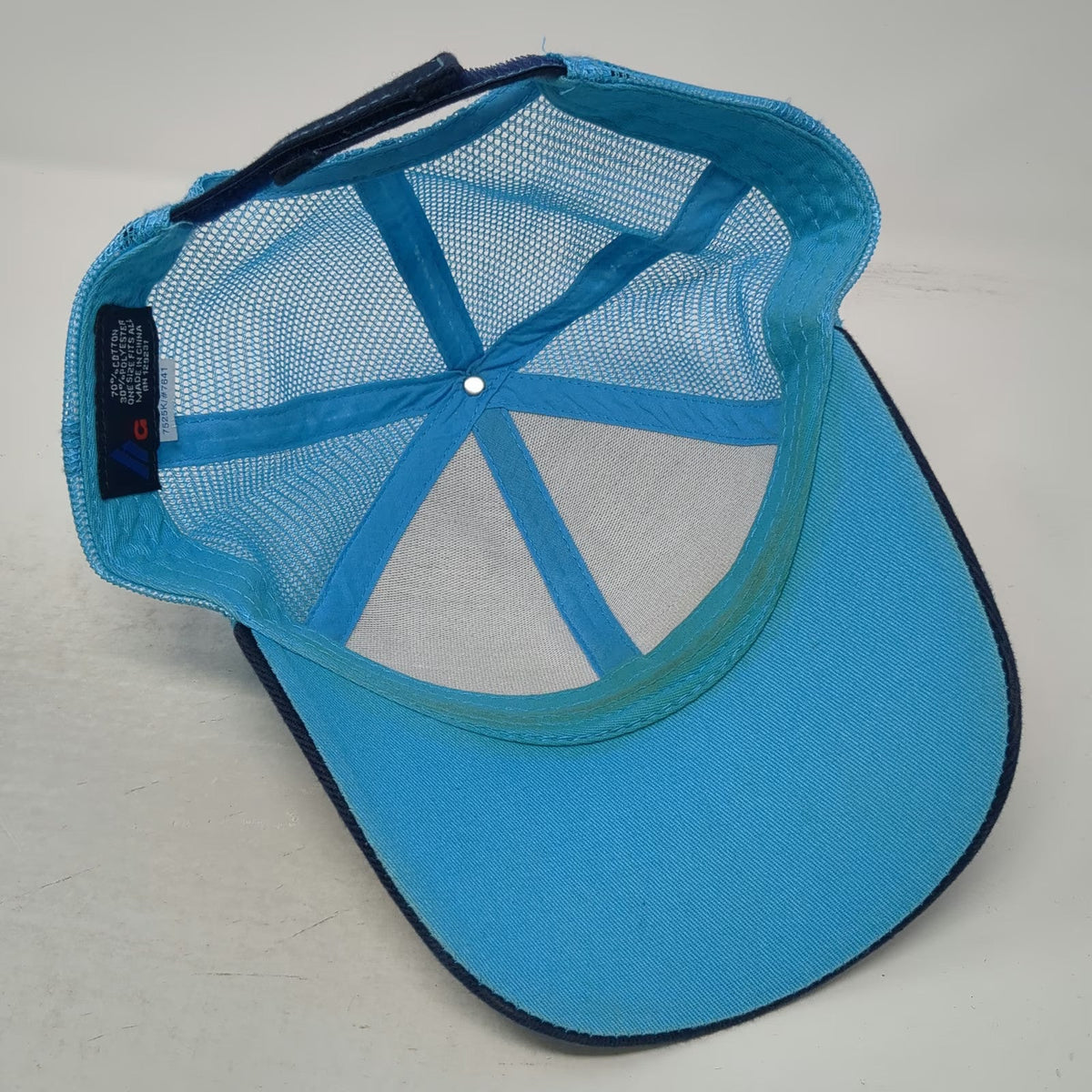 Baseball Cap Blue One Size Mesh Back Serape Bucking Bronco Western Strapback Hat
