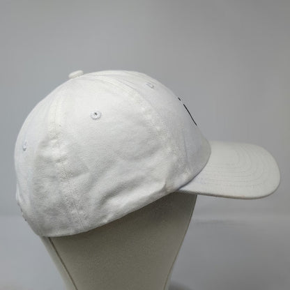 Quake City Caps Baseball Cap White OS Embroidered Logo Snapback Hat Curved Brim