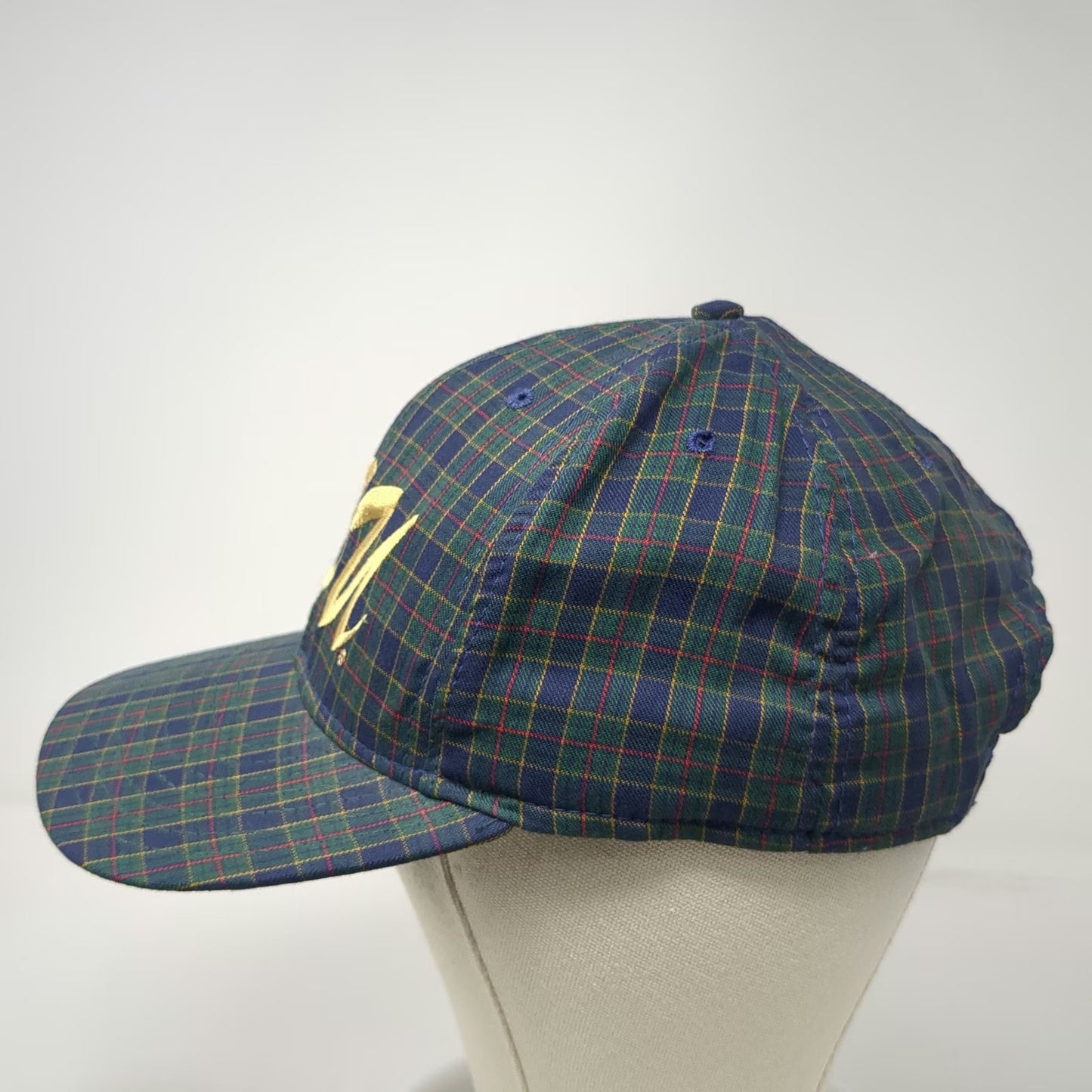 Crable Sportswear Snapback Blue OS PSU Plaid Gold Embroidery Hat Grey Vintage
