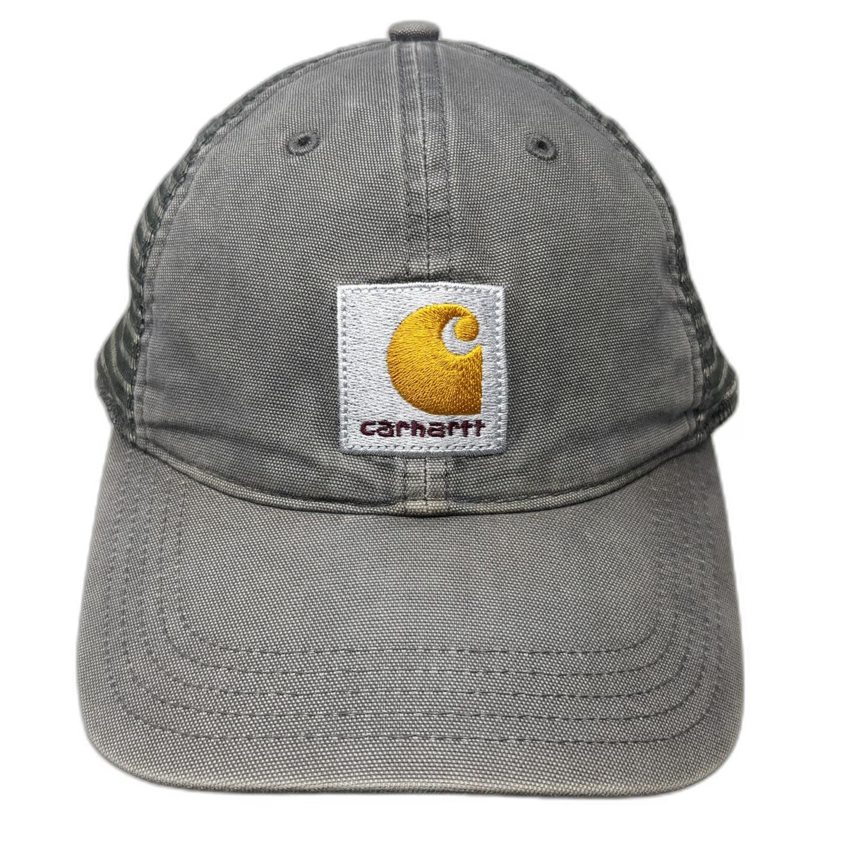 Carhartt Trucker Hat Gray One Size Mesh Back Patch Logo Snapback Workwear Firm